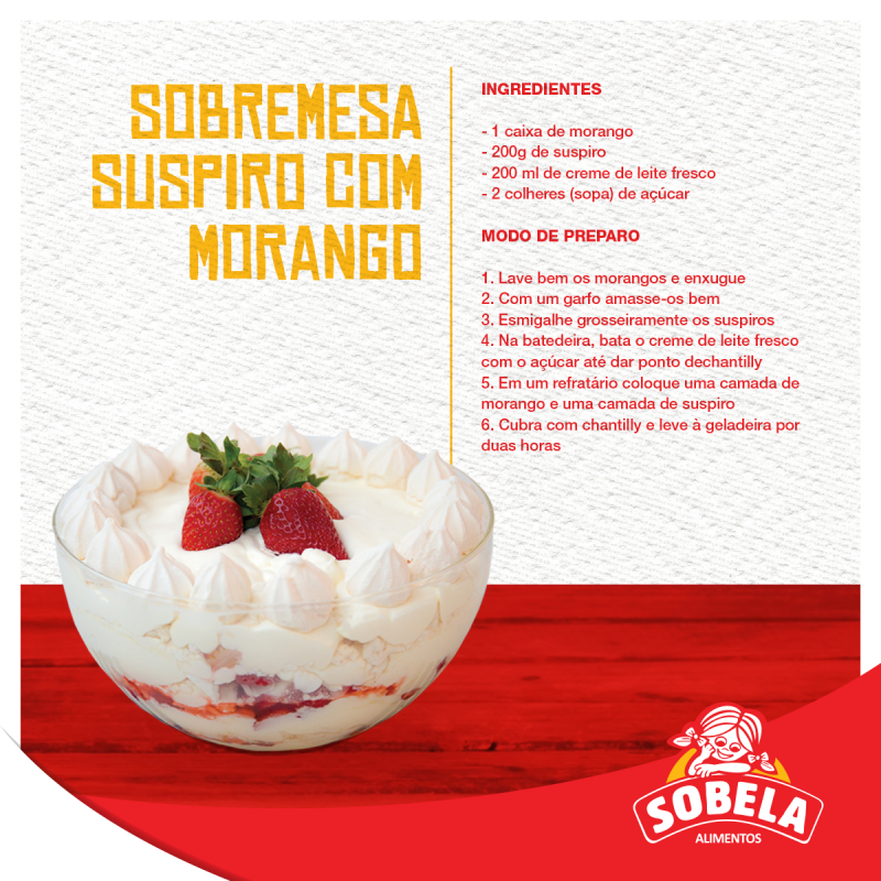 Sobremesa Suspiro com Morango